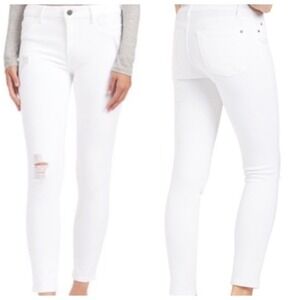 ✨WARP+WEFT JFK New York City Skinny Jeans Women's White Distressed Sz 32x29#